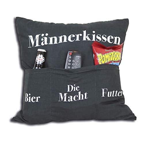 Kamaca Originelles Dekokissen Kissen mit 3 Taschen zum selber Befüllen Größe 43x43 cm tolles Geschenk für gelungenen Sofaabend Filmabend Männerkissen (Männer - Kissen)