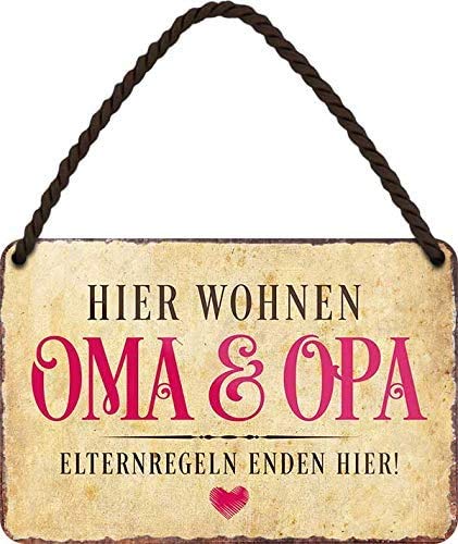 “Schilderkreis24 – Witziges Blechschild ‘Oma Opa Elternregeln’ für den Hauseingang. Perfektes Geschenk für Großeltern, Rentner, Senioren und Enkelkinder. 18×12 cm.”