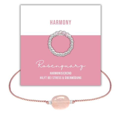 Freudenbringer – Set aus Edelsteinschmuck mit verstellbarem Rosenquarz-Armband und Silberring, handgefertigt aus 925 Silber, inklusive Geschenkverpackung für Weihnachten.