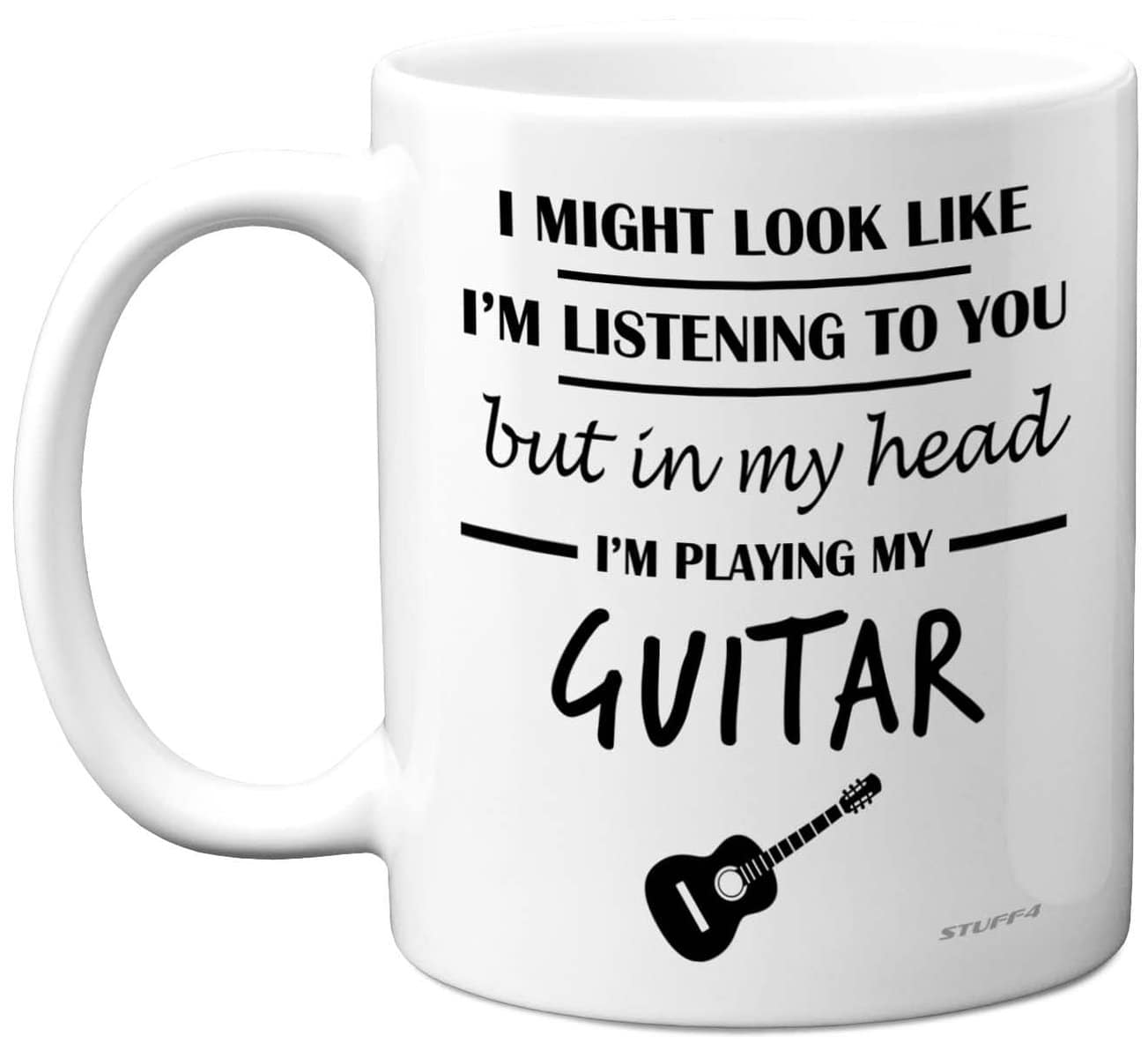 Stuff4 Gitarrengeschenke für Männer Frauen – in My Head I'm Playing My Guitar – Musikgeschenke für Gitarristen Gitarrenspieler lustige Musiker-Geschenke 325 ml Keramik spülmaschinenfest Premium-Tassen