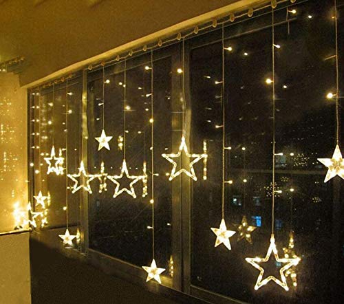 LED Lichterkette Sterne für Weihnachten Innen Fenster mit Timer 31V Lichterketten Warmweiß 8 Modi Weihnachtsbeleuchtung Außen Dekoration IP44 Lichtervorhang 2,5Mx1M