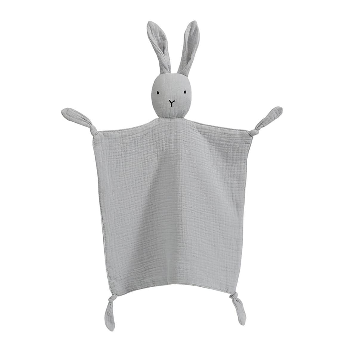 ZIGJOY Schmusetuch Schnuffeltuch mit Hase-Köpfchen Kuscheltuch Musselin Babydecke Komfort für Neugeborene Babys und Kleinkinder ab 0+ Monaten Geschenk zur Geburt für Junge und Mädchen grau