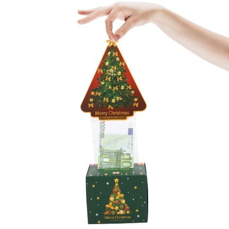 Lustiger Weihnachtsbaum-Spaß zum Geld Verschenken an Partner, Mutter oder Freunde – Frohe Weihnachten Kartenbox.