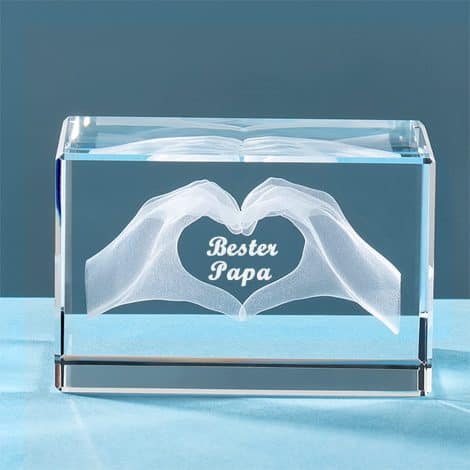 ERWEI 3D Glas Herz mit Handgravur und Text, perfekt als Geburtstagsgeschenk oder zum Vatertag.