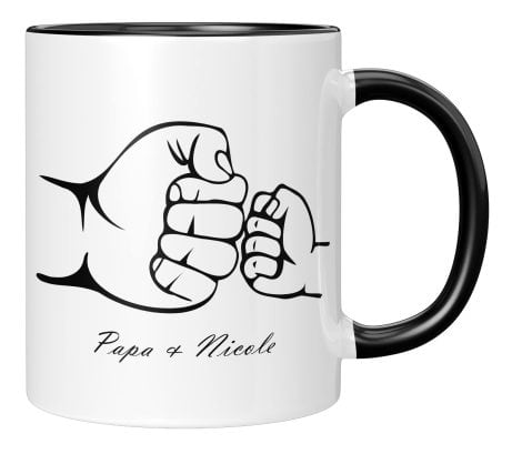 Tassenritzer – personalisierte Tasse – Vater – Tochter – Sohn – Geschenk für Vatertag/Geburtstag – Bester Papa-Spruch (1 Kind)