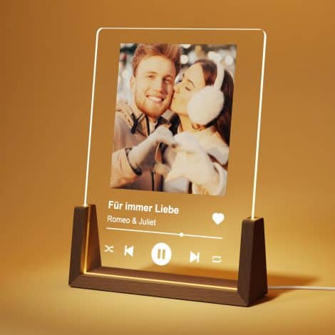 Personalisierte Spotify Glas Geschenke mit Foto für Weihnachten, Geburtstag, Valentinstag und Jahrestag. Ideal für Paare.