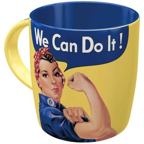 Nostalgic-Art Retro Kaffee-Becher, 330 ml, We can do it – Geschenk-Idee für Frauen, Keramik-Tasse, Vintage Design mit Spruch“Retro-Kaffeetasse von Nostalgic-Art, 330ml, ‘We can do it’ – Geschenk für Frauen, Keramik mit Vintage-Design und Spruch.”