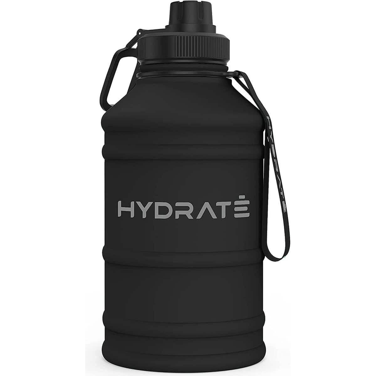 HYDRATE Edelstahl Trinkflasche - 2,2 Liter - BPA-freie Sport Wasserflasche - MetallWasserflasche praktischer Nylon-Trageriemen und auslaufsicherer Schraubverschluss, Gym