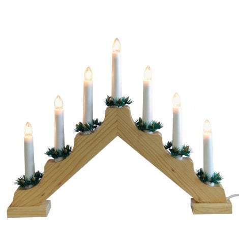 7-Lichter-Kerzenbrücke aus Naturmaterial, perfekt für die weihnachtliche Lichterdekoration und Indoor-Dekor.