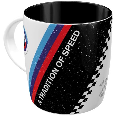 BMW Motorsport Retro Kaffeetasse, Tradition der Geschwindigkeit – perfekt für BMW-Accessoires-Fans, nostalgisches Vintage-Design.