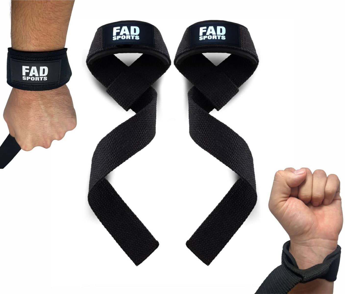 FAD Sports® Zughilfen Lifting-Straps für Fitness, Krafttraining und Bodybuilding Handgelenksbandagen gepolstert, Gewichtheben, Powerlifting, Kreuzheben, Gym für Frauen und Männer