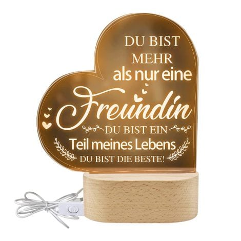 Geschenk für Freundin: LED Lampe mit Acryl-Nachtlicht, ideal als Weihnachts- oder Erntedankfestgeschenk für beste Freundin oder Schwester.