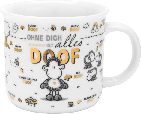 Sheepworld Becher “Ohne Dich ist alles blöd” | Porzellan, 40 cl | Kaffee- und Teetasse mit lustigem Spruch | 48080