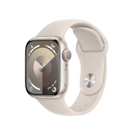 Apple Watch Serie 9 (GPS, 41 mm) Smartwatch mit Aluminiumgehäuse, Sportarmband und Polarstern-Design. Fitness-Tracker, Blutsauerstoff und EKG, Always-On Retina Display, wasserdicht.