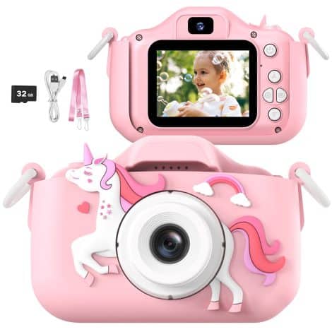 AONISE Kindercam, Geschenk für Mädchen 3–12 J. Foto- und Videokamera Spielzeug, 32GB, 3-8 J. Spielzeug/Geschenk