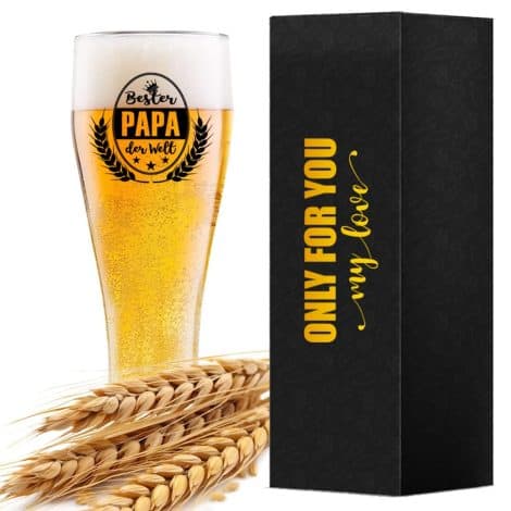 Papas bestes Weizenbierglas mit der Aufschrift “bester PAPA der Welt” – das perfekte Geschenk für Vatertag, Geburtstag, Weihnachten oder Männertag.