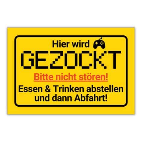 Hier wird gespielt – Lustiges Geschenk für Gamer zum Geburtstag – Dekoratives Türschild für Kinderzimmer – Geschenk für Zocker – Jugendliche Kunststoffprodukte.