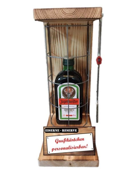 Individuelle Präsente für Frauen und Männer – Geschenkidee: Jägermeister Likör mit Notfallsäge – Weihnachts-, Geburtstags- oder Hochzeitsgeschenk.