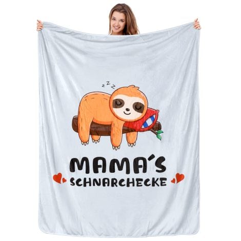 Landifor Mutter Kuscheldecke – Mama’s SCHNARCHECKE 130 x 170cm. Geschenkidee für Mutter zum Geburtstag, Weihnachten oder Muttertag.