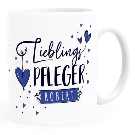 Individualisierte “Lieblingspfleger” Tasse von SpecialMe®, ein persönliches Geschenk dankbarer Wertschätzung, in weißer Keramik.