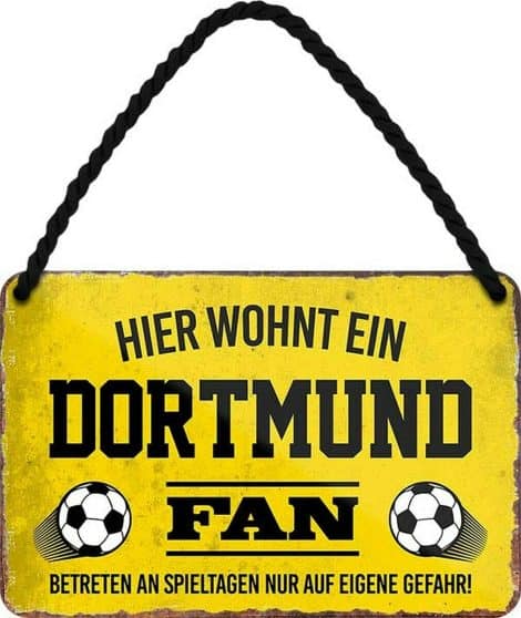 schilderkreis24 – Fußballschilde zur Dekoration der Garage, ideal als Geschenk für Fußballfans, 18×12 cm (Dortmund Fan).