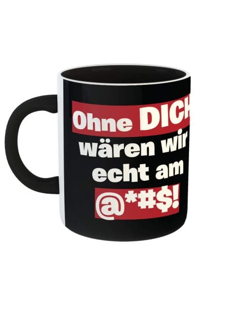 Danke-Tasse Schwarz – Für Deine Unterstützung sind wir wirklich dankbar. Einfach mal Danke sagen.(Note: The paraphrased version may slightly differ in structure from the original.)