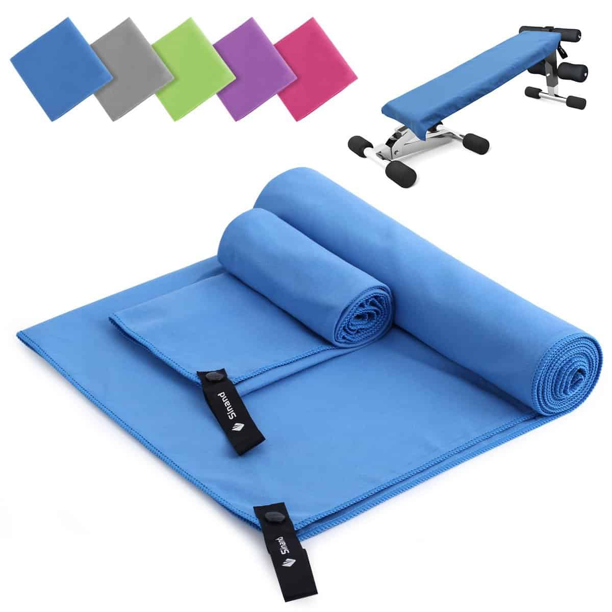 Mikrofaser Handtuch 2er Set | 180x60cm Groß Badetuch + 80x40cm Klein Hand Gesichtshandtuch | Schnelltrocknend Mikrofaser Handtücher, Sporthandtuch Fitnessstudio für Fitness Strand Gym