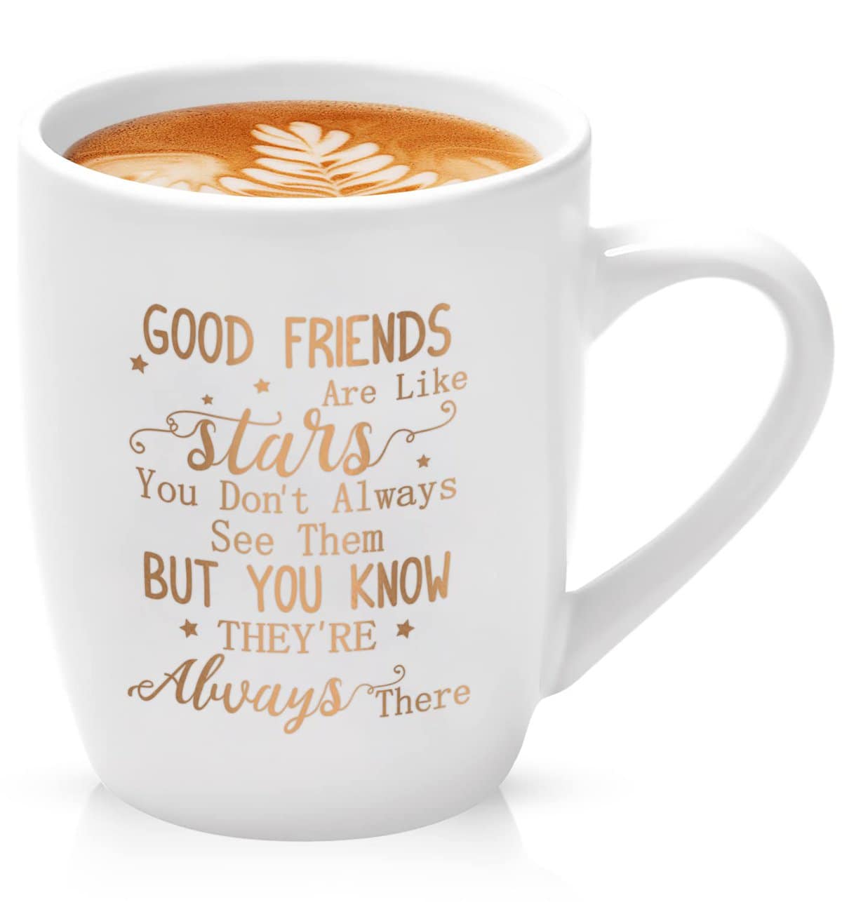 Joymaking Tasse Geschenk beste Freundin Geburtstag Geschenke, personalisiert Marmor Tasse Geschenk für Freundin - Good friends are like stars - beste Freundinnen Geschenk 12oz weiß