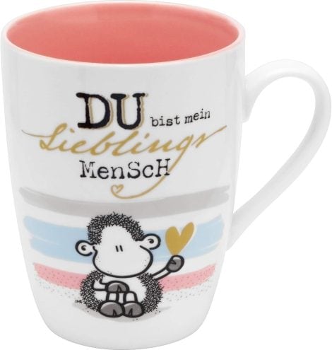 Tasse “Mensch” von Sheepworld, 35 cl, aus Porzellan, Lieblingstasse für Paare, als Geschenk, mit Spruch.