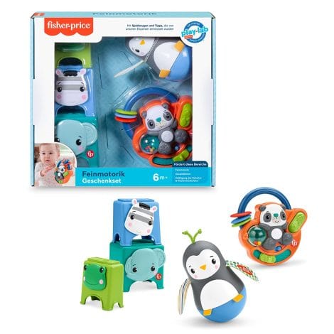 Fisher-Price HFJ93 – Set für Fingerfertigkeit, 3 Spielzeuge zur Aktivität, geeignet für Babys ab 6 Monaten.