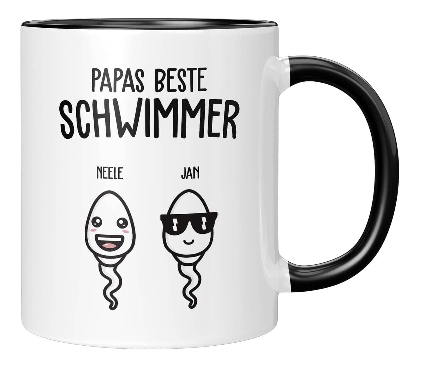 TASSENTICKER - Papas beste Schwimmer - Personalisiert - bester Papa - Geschenke - Geburtstag - Vatertag - Vatertagsgeschenk - Vater Geburtstagsgeschenk (2 Kinder)