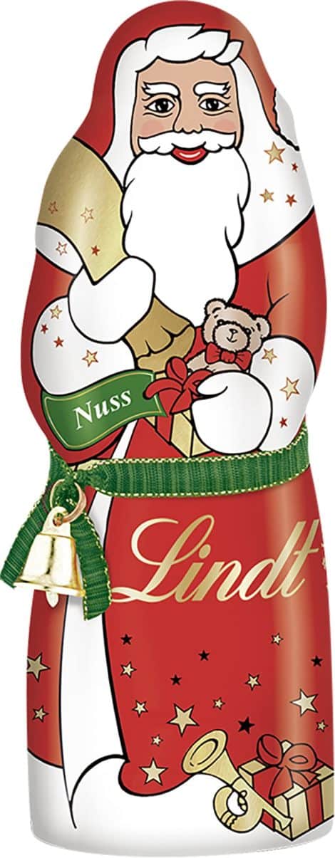 Lindt Weihnachtsmann-Nuss: 3 x 125 g, zarte Alpenvollmilchschokolade mit Haselnuss. Perfektes Weihnachtsgeschenk, köstliche Weihnachtsschokolade.