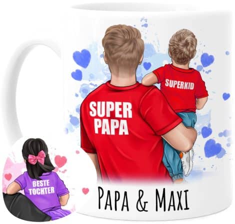 Tassenliebling® Papa Tasse mit individueller Gravur – Perfektes Geschenk für Väter zum Vatertag oder Geburtstag