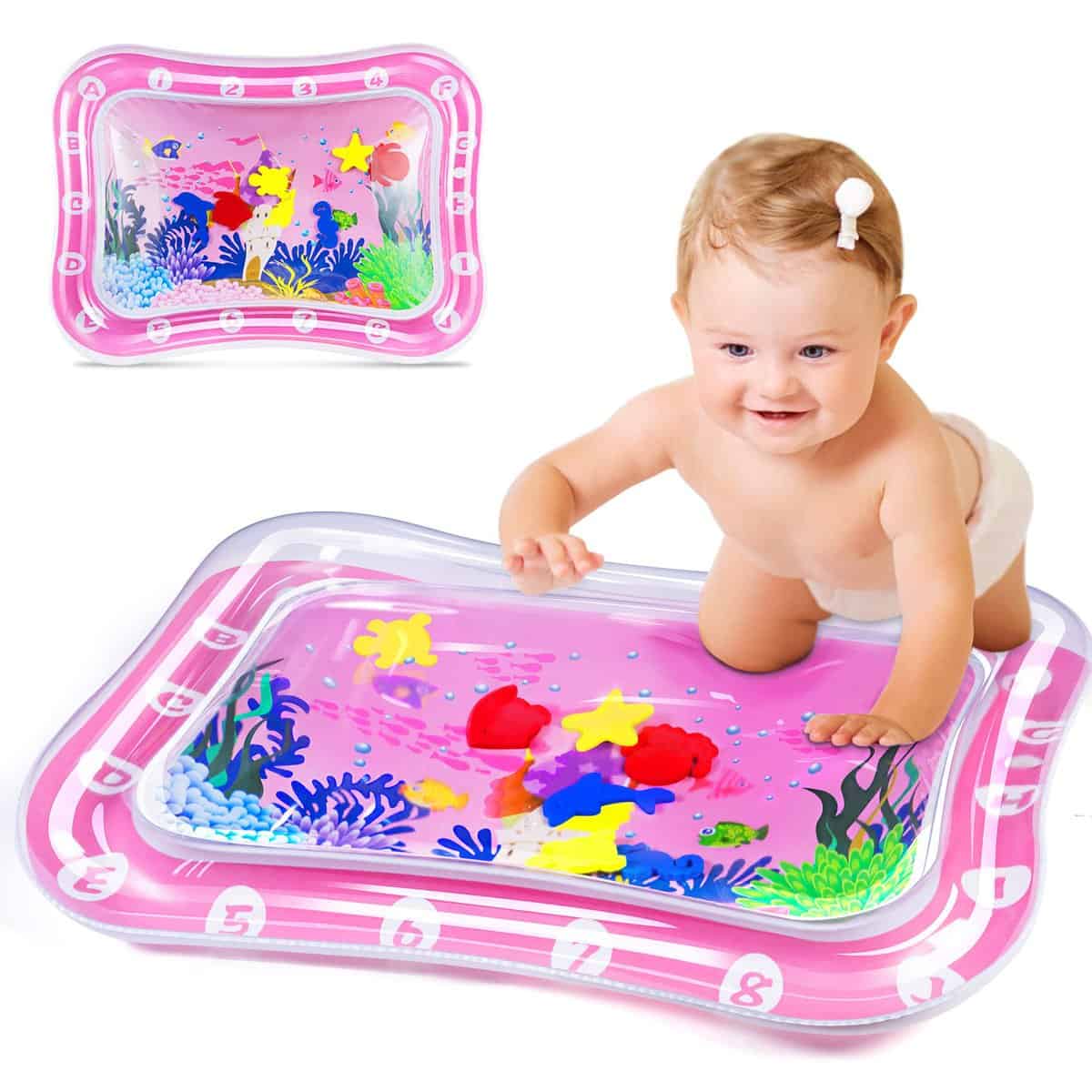 Winstico Wassermatte Baby, Baby Spielzeug ab 3 6 9 Monate, Wasserspielmatte Baby Sensorik Spielzeug Geschenk für Baby Mädchen die Erziehung zur frühen Sensorischen Entwicklung