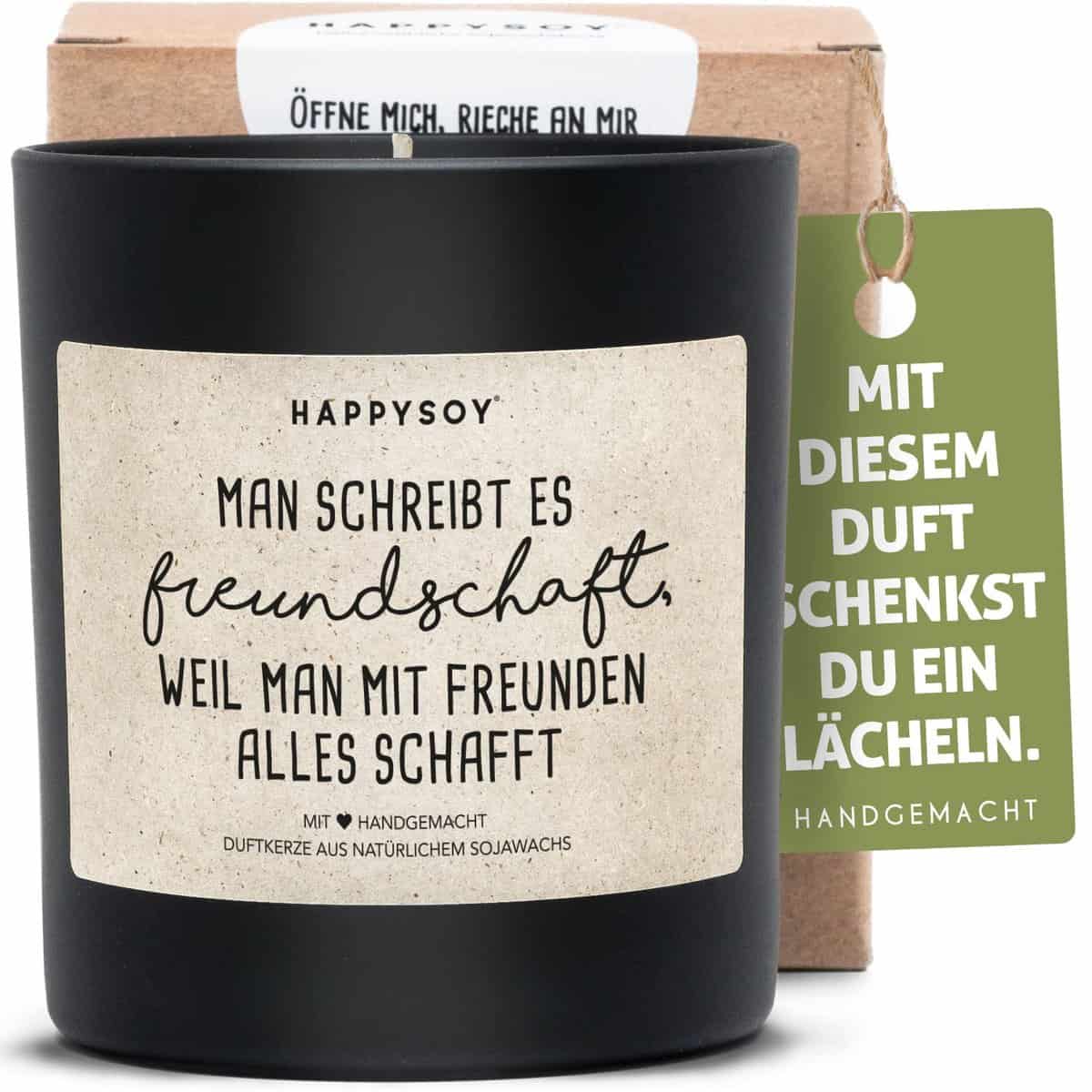 Freundschaft Duftkerze im Glas mit Spruch aus Soja - 100% natürlich handgemacht nachhaltig - kleines schönes Geschenk stilvolle Geschenkidee Dekoidee netter Spruch für beste Freundin Freund