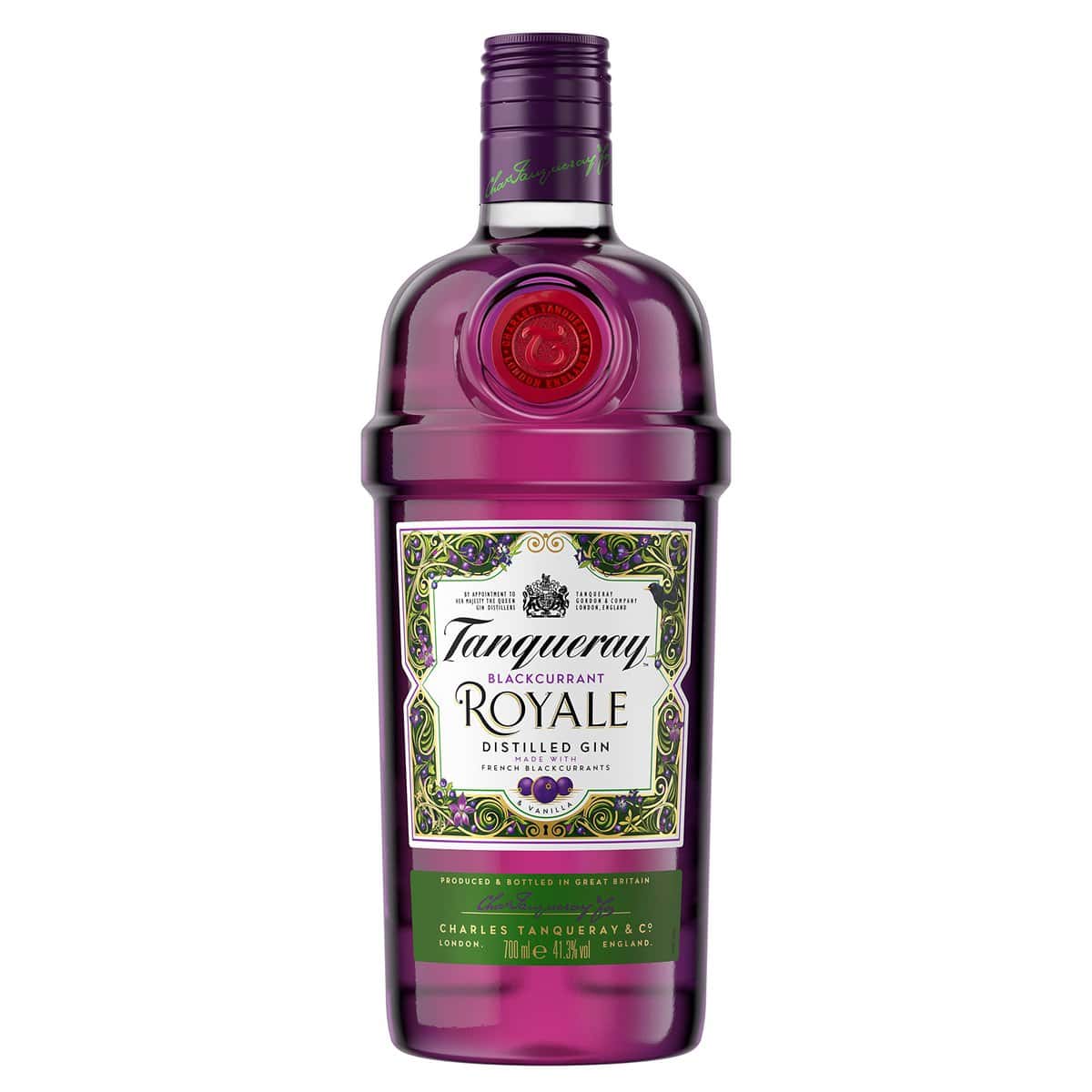 Tanqueray Blackcurrant Royale Gin | Leckeres Johannisbeer-Aroma | Geschenk & für Abende mit Freunden | Empfohlen für Gin Tonic & Cocktails | 41,3% vol | 700ml Einzelflasche |