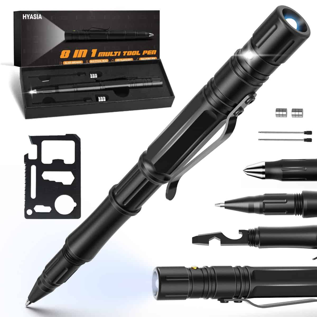 Geschenke für Männer Tactical Pen, Männergeschenke Vatertagsgeschenk 11 in 1 Taktischer Ttift mit Led Coole Gadgets für Männer, Geschenke für Papa Opa Geburtstagsgeschenk Geschenke Weihnachten