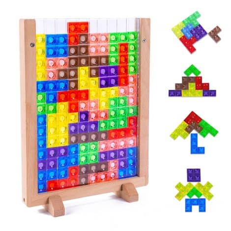 Montessori-Spielzeug für Kinder ab 3 Jahren: 3D-Gehirnspiel, Tetris-Puzzle-Set, buntes Intelligenzspiel für 3-6 Jahre. Perfektes Geschenk für Jungen und Mädchen.