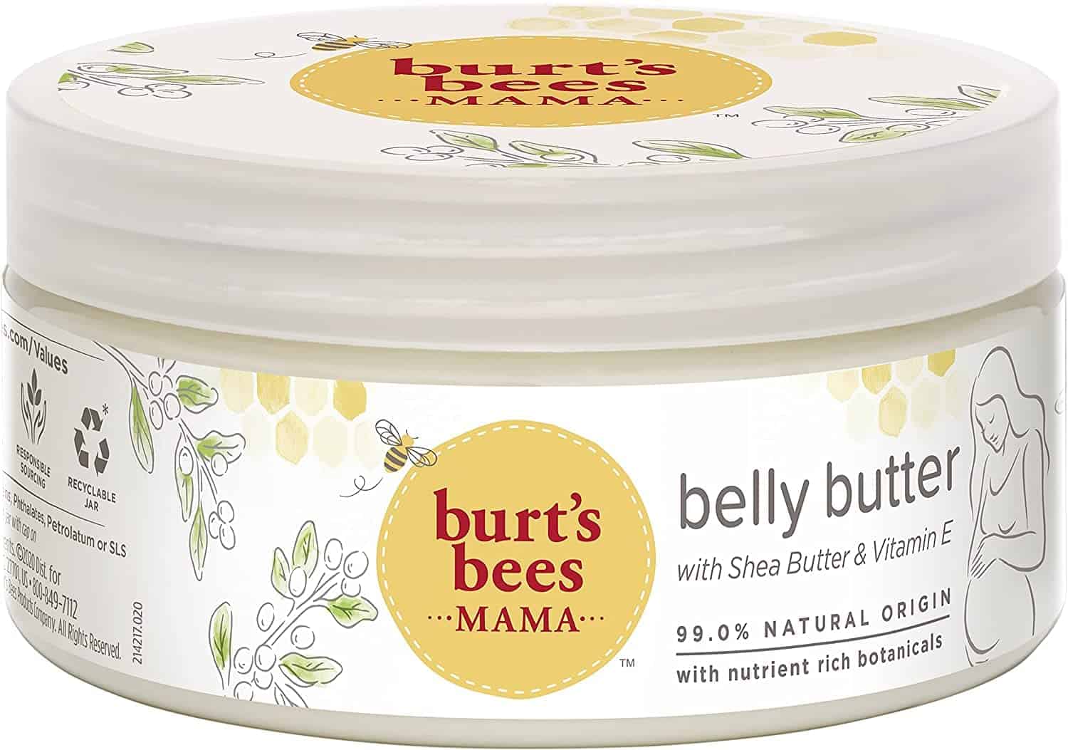 Burt's Bees Mama Bee parfümfreie Körperbutter, für den Bauch, 185 g Tiegel