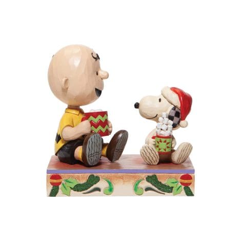 Enesco Jim Shore Peanuts Charlie Brown und Snoopy Tasse mit heißer Schokolade, bunt.