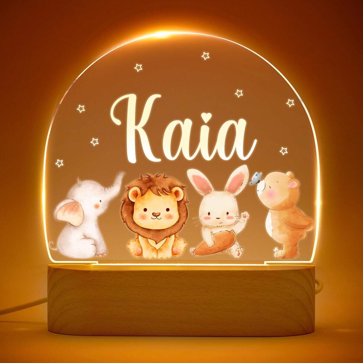 VEELU Personalisiertes Nachtlicht für Babys - Individuelle Nachttischlampe für Kinder - Personalisierte Geschenke Kinder - Babygeschenk - Taufgeschenke für Mädchen Jungen