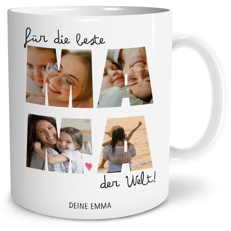 Personalisiertes OWLBOOK® Foto-Geschenk für Mama: Fototasse mit “Beste Mama der Welt” für Muttertag, Geburtstag. 300 ml.