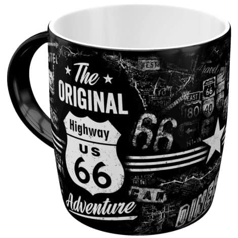 Nostalgie-Kaffeebecher “Highway 66 Abenteuer” – Perfektes Geschenk für US-Fans mit Vintage-Design, Keramik, 330 ml