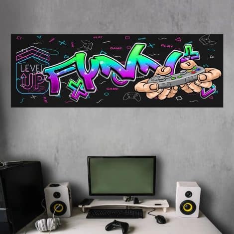 tjapalo® pkvr34 Gamer Poster mit personalisierbarem Namen, modernes Wandbild für jugendliche Gamer in B58xH20cm.