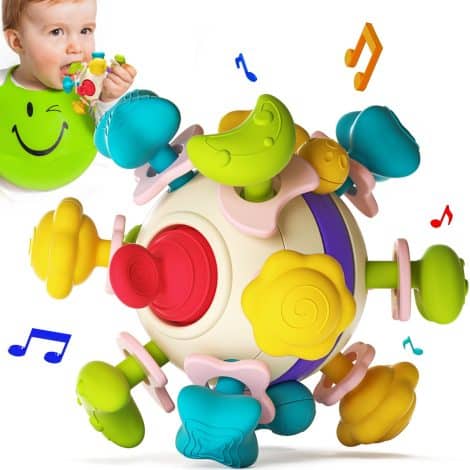 Silikon Spielzeug für Babys zum Beißen, Greifen und Entdecken, ideales Geschenk für sensorische Entwicklung.