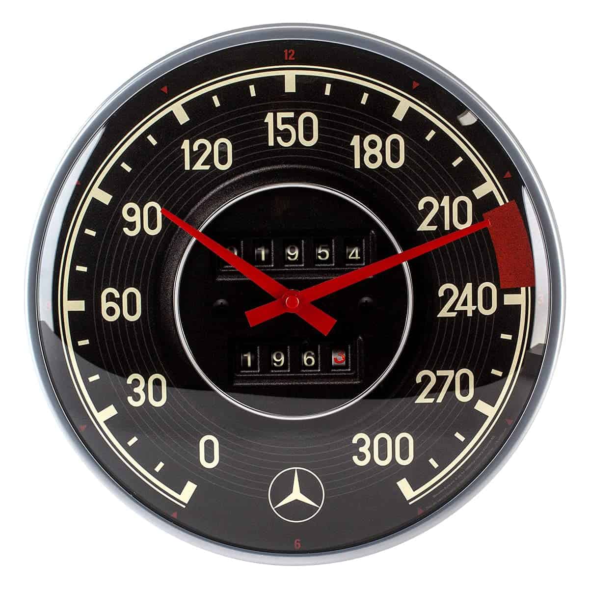 Nostalgic-Art Retro Wanduhr, Ø 31 cm, Mercedes-Benz – Tacho – Geschenk-Idee für Mercedes-Benz Accessoires Fans, Große Küchenuhr, Vintage Design