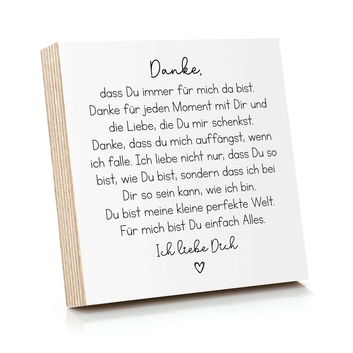 ARTFAVES® Holzbild mit Spruch - Danke, DASS Du Immer für Mich da bist | Deko Geschenk zum Thema Dankbarkeit/Freundschaft/Liebe/Familie/Größe: 14,8 x 14,8 cm