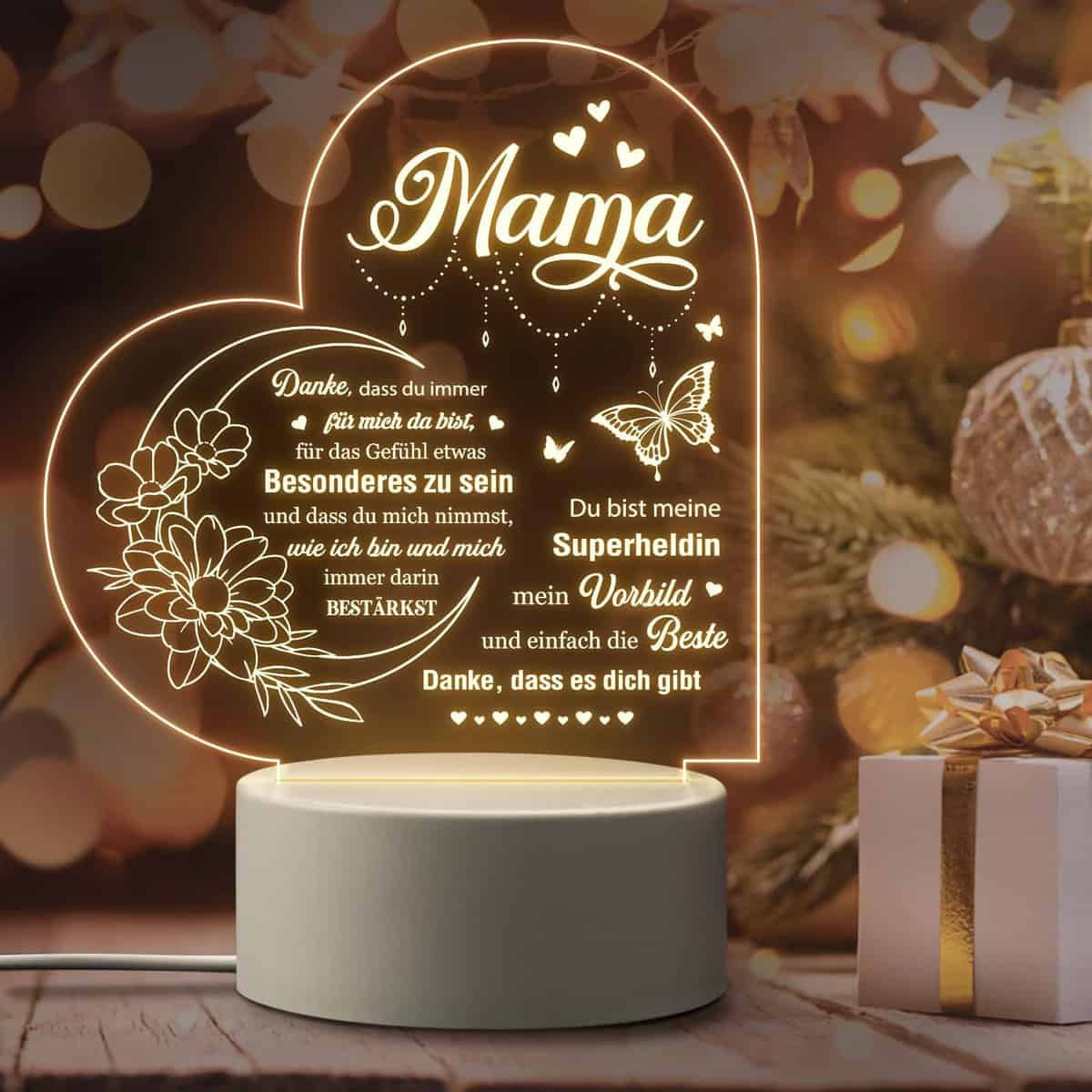 Giftasy Geschenke für Mama - LED Acryl Nachtlicht Lampe, Beste Mama Geschenk, Geburtstagsgeschenk für Mama, Geschenk Mama Geburtstag, Weihnachtsgeschenke für Mama