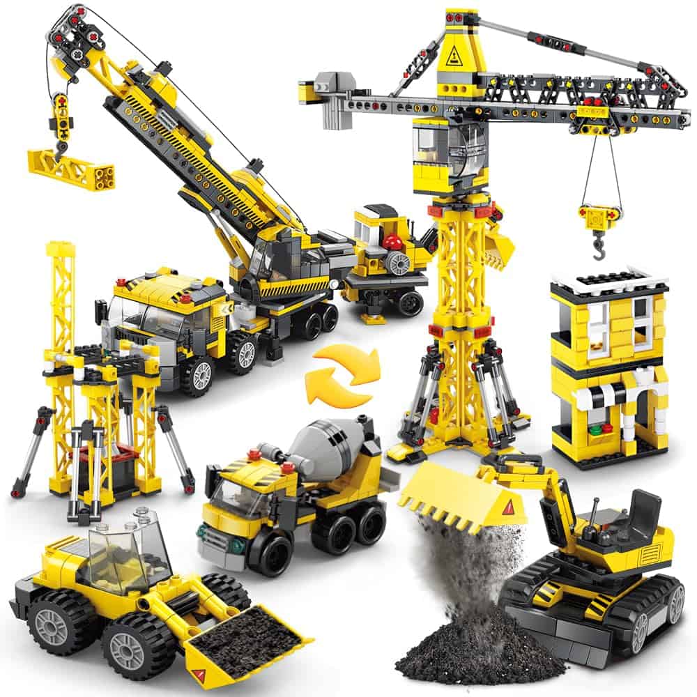 HOGOKIDS Technik Engineering Spielzeug für Kinder - 854 Teiliges 2 IN 1 Baukasten Modell Bagger Kran Gabelstapler Bulldozer LKW Building Toys Technisches Geschenk für Jungen Mädchen ab 6 7 8 9+ Jahre