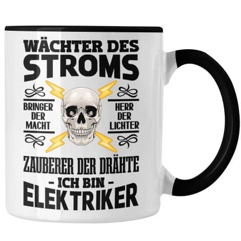 Elektriker-Fun-Tasse für Männer – witziges Gadget, perfekte Geschenkidee, schwarzer Kaffeebecher.